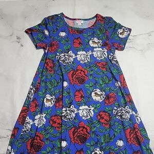 LulaRoe Carly Red/White Rose Print